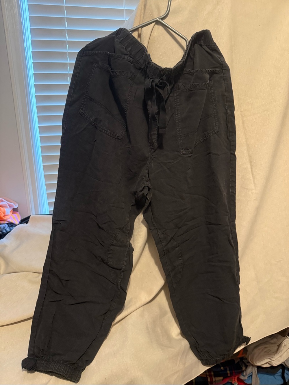 Pilcro Black Cargo Drawstring Jogger Pants